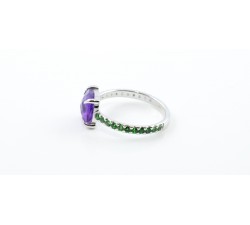 Anello Ametista e tsavorite in oro 18Kt - DIENNECI GIOIELLI