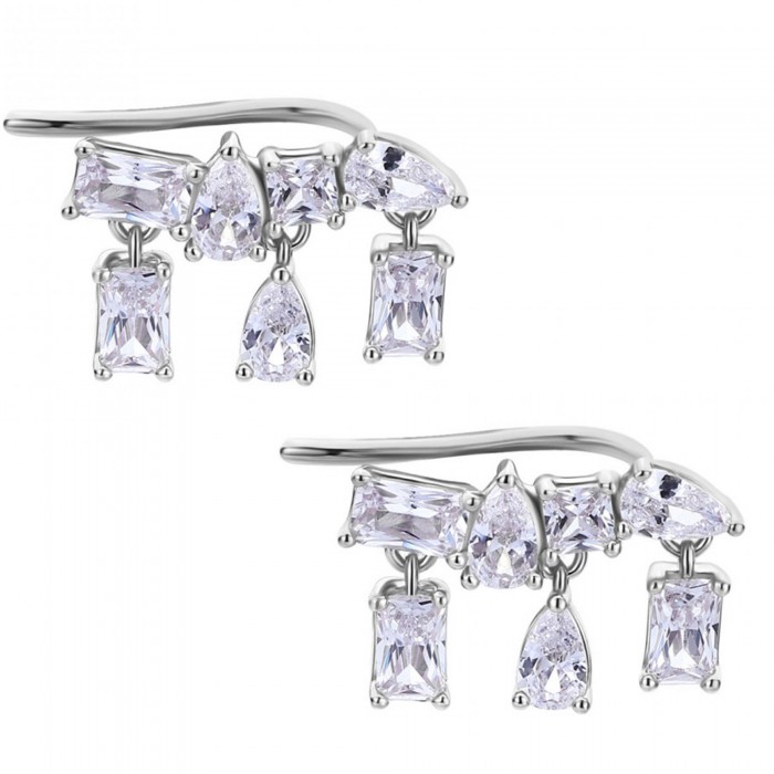 Orecchini Rosato a lobo con zirconi in argento 925 Gemma RZGE29