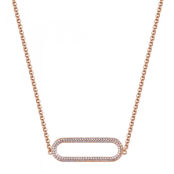 Collana Rosato corta con zirconi in argento 925 Bianca RZB104