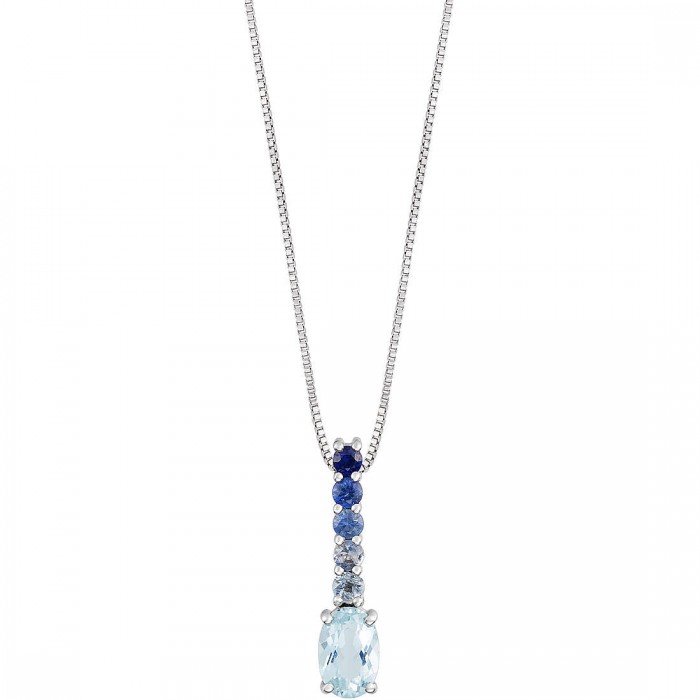 Collana in Oro 18Kt Zaffiri e Acquamarina GLQ 310 COMETE GIOIELLI