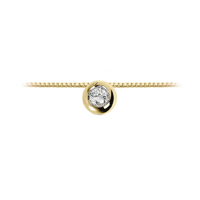 Pendente in oro giallo 18Kt punto luce a cipollina con diamante ct 0,04 LPL10306.004 DonnaOro Luce
