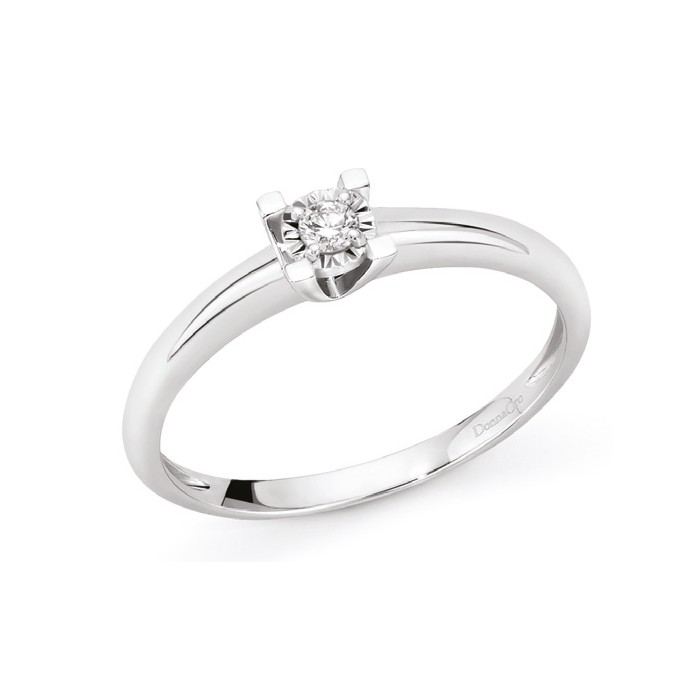 Anello in oro bianco 18Kt solitario con diamante ct 0,04 LAS10092.004 DonnaOro Luce