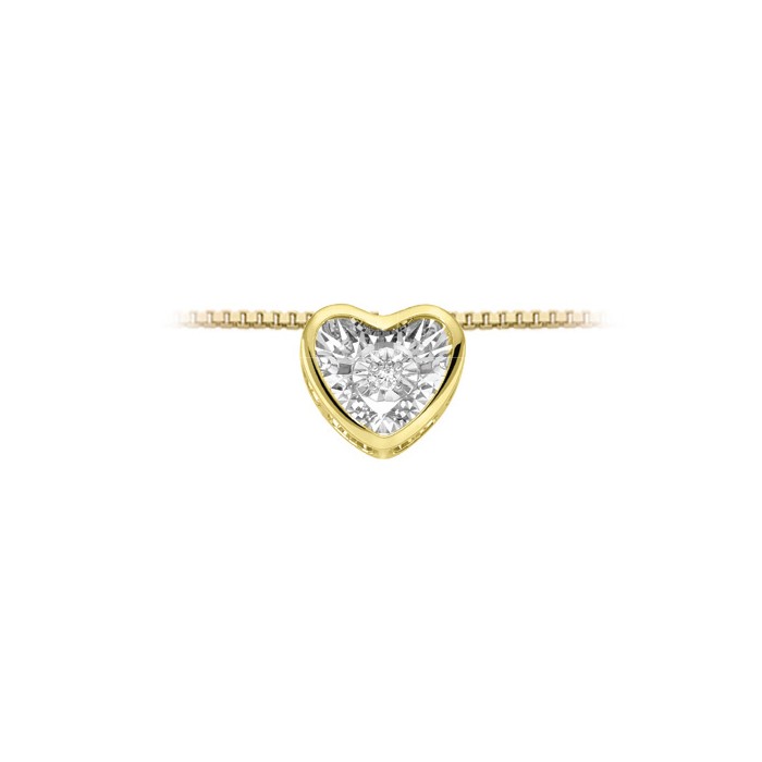 Pendente cuore in oro giallo 18Kt con diamante taglio brillante LPF11279.003 DonnaOro Luce