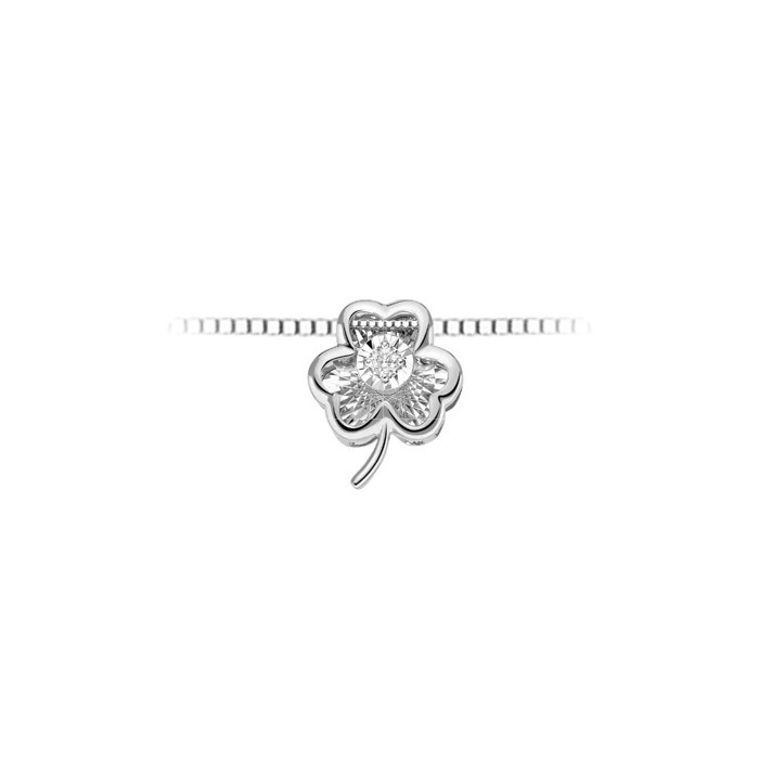Pendente trifoglio in oro bianco 18Kt con diamante taglio brillante LPF11281.003 DonnaOro Luce
