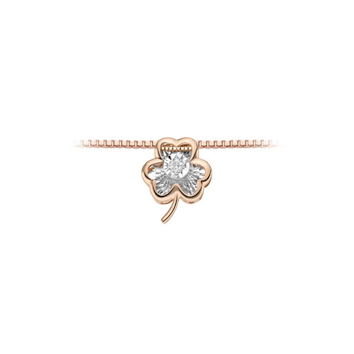 Pendente trifoglio in oro rosa 18Kt con diamante taglio brillante LPF11283.003 DonnaOro Luce