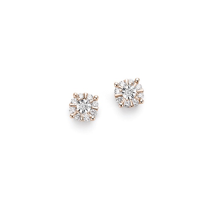 Orecchini in oro rosa 18Kt con diamanti ct 0,10 DHOF9572.010 DonnaOro Luce
