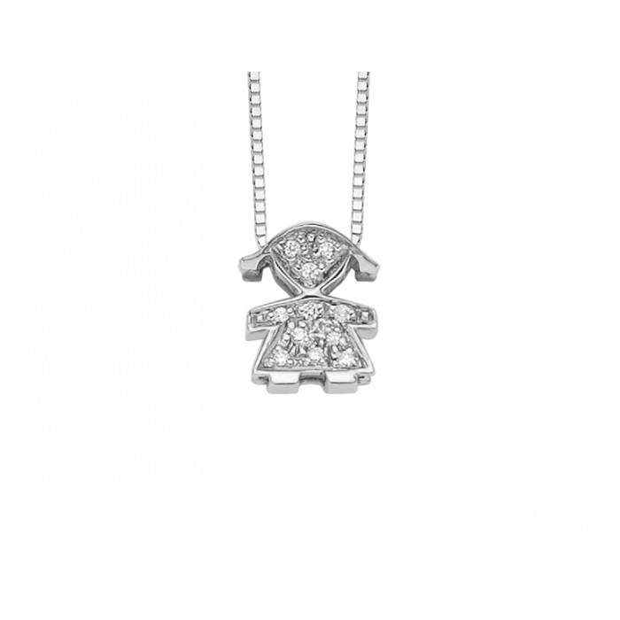 Pendente in oro bianco 18Kt bimba con diamanti ct 0,03 DHPF7237.003 DonnaOro Luce