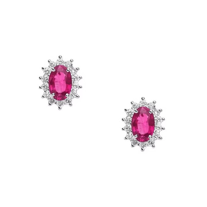 Orecchini in Oro 18Kt Diamanti e Rubini ovali ORB 1023 COMETE GIOIELLI