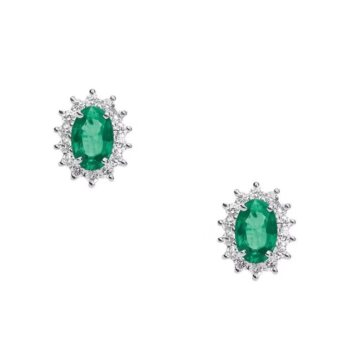 Orecchini in Oro 18Kt Diamanti e Smeraldi ovali ORB 1024 COMETE GIOIELLI