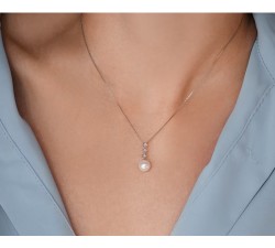 Girocollo in Oro 18Kt Diamanti e Perla GLP 608 COMETE GIOIELLI