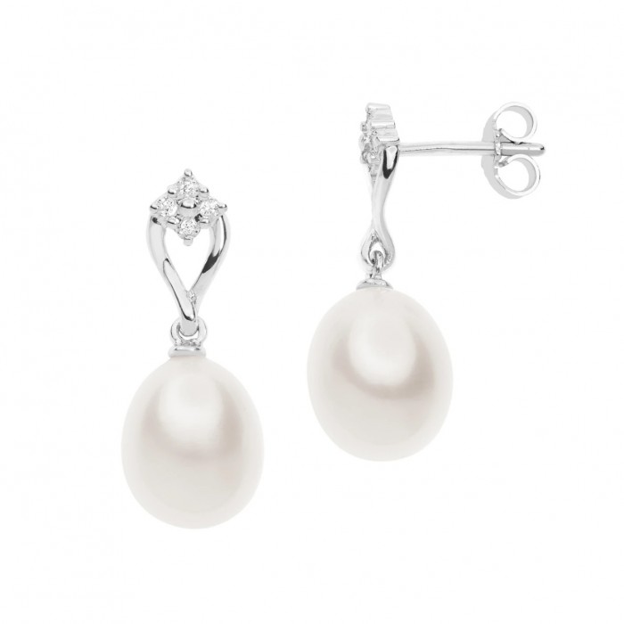 Orecchini in Oro 18Kt Diamanti e Perle ORP 715 COMETE GIOIELLI