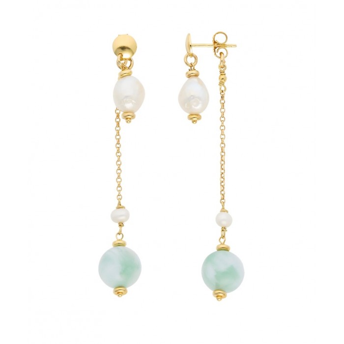 Orecchini Argento 925‰ con Perle Acquadolce, Giada colorata, Angelite ORA 228 COMETE GIOIELLI