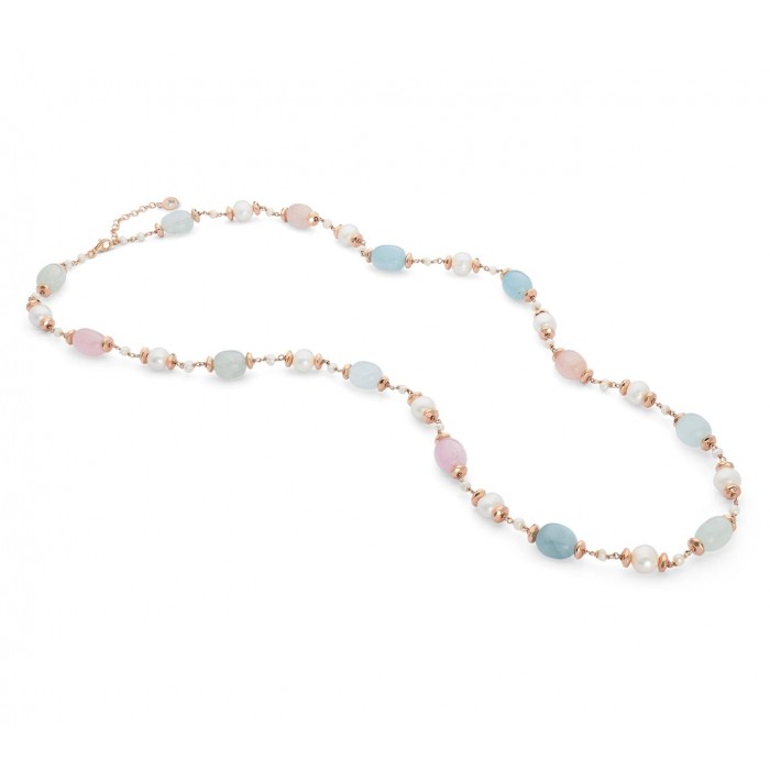 Collana Argento 925‰ con Perle Acquadolce, Ematite rosè, morganite GLA 282 COMETE GIOIELLI