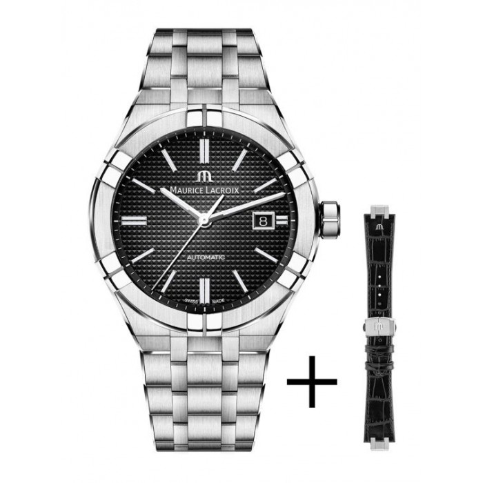 Maurice Lacroix AIKON Automatic 42mm Nero AI6008-SS002-330-2 Doppio cinturino