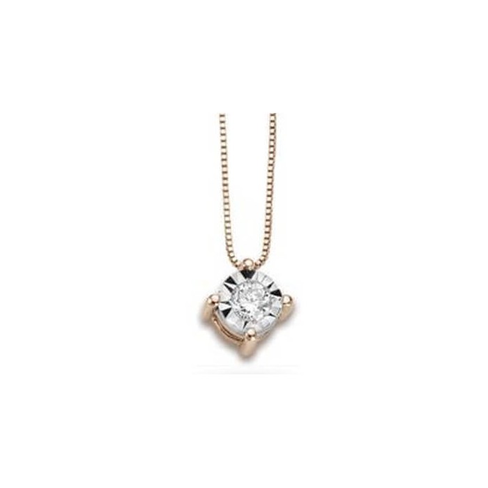 Pendente in oro rosa 18Kt punto luce con diamante ct 0,03 LPL11843.003 DonnaOro Luce