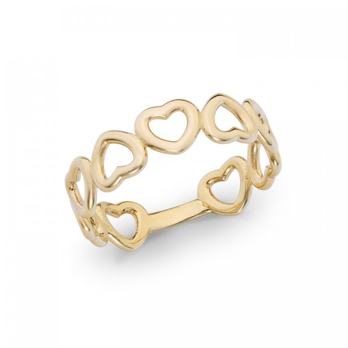 Anello in oro giallo 9Kt con cuori KAAZ 003 Ambrosia