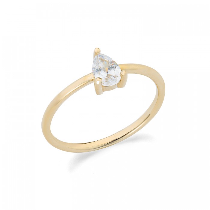 Anello in oro giallo 9Kt con zircone taglio a goccia KAAZ 019 Ambrosia