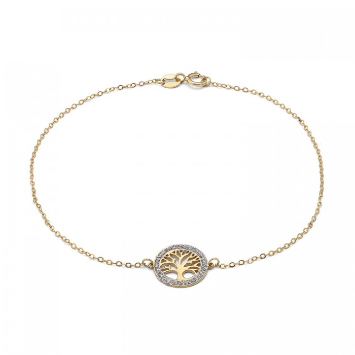 Bracciale in oro giallo 9Kt albero della vita con smalto glitter KABZ 011 Ambrosia