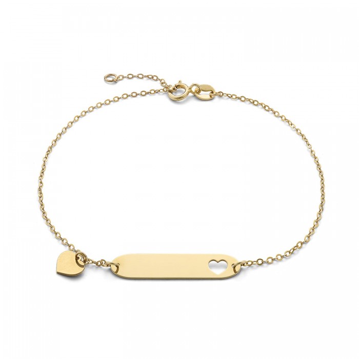 Bracciale in oro giallo 9Kt piastrina con cuoricino KABZ 033 Ambrosia