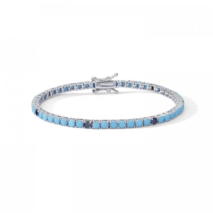 Tennis in Argento 925 Zirconi Turchesi e Neri UBR 1251 COMETE GIOIELLI