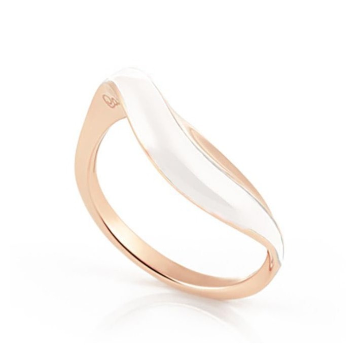 Anello Velaa Enamel in Oro 18 Kt con Smalto Bianco – Annamaria Cammilli