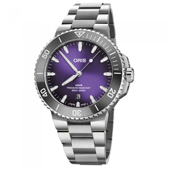 Oris Aquis Date Taste of Summer – 43,5 mm, Quadrante Viola, Bracciale Acciaio 01 733 7789 4158-07 8 23 04PEB