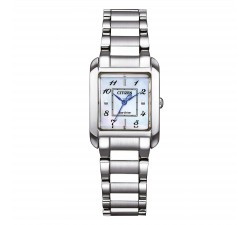 Citizen Lady EL Square EW5600-87D orologio donna Eco-Drive acciaio quadrante madreperla rettangolare vetro zaffiro 21,5mm