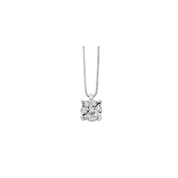 Pendente in oro bianco 18Kt punto luce pavè con diamanti ct 0,04 LPF10475.004 DonnaOro Luce