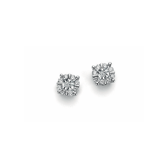 Orecchini Oro bianco 9Kt con diamante a pavè naturale ct 0,10 OOF12408.010  OroGioia