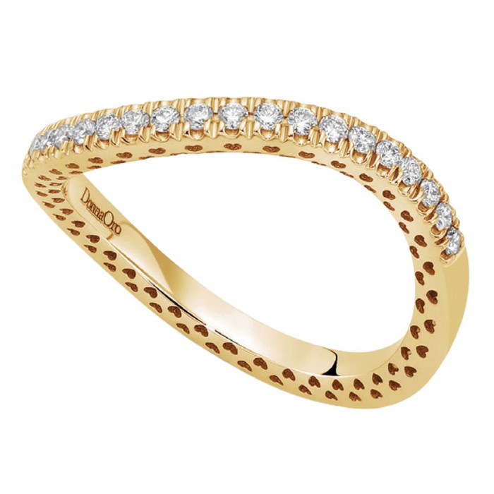 Anello fedina ondulata in oro giallo 18Kt con diamanti ct 0,23 della collezione Passione DAV12768.S023 DonnaOro Jewels