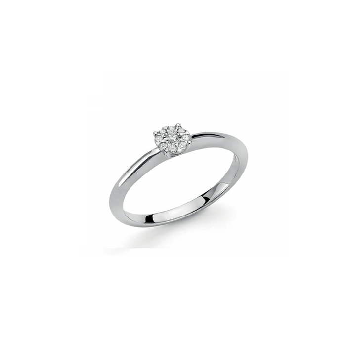Anello solitario Oro bianco 9Kt con diamanti naturali Ct 0,06 OAF12406.006 OroGioia