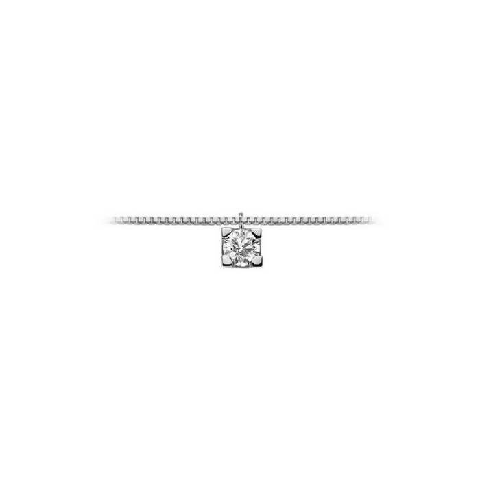 Girocollo Punto Luce in Oro bianco 9Kt con diamante naturale ct 0,02 OPL12400.002 OroGioia