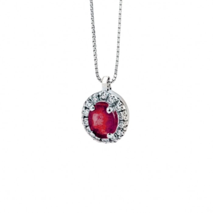 Pendente in oro bianco 18Kt con diamanti e Rubino DHPR7204.004 DonnaOro Luce