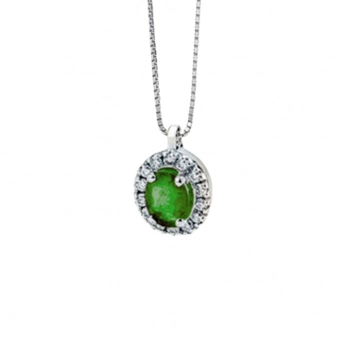 Pendente in oro bianco 18Kt con diamanti e Smeraldo DHPE7204.004 DonnaOro Luce