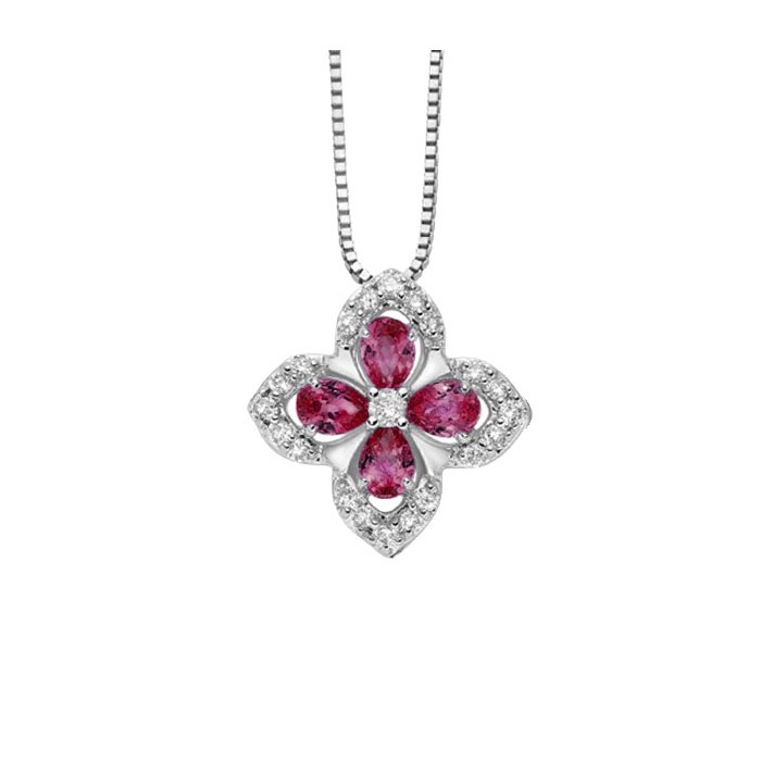 Pendente in oro bianco 18Kt con diamanti e Rubini LPR12979.005 DonnaOro Luce