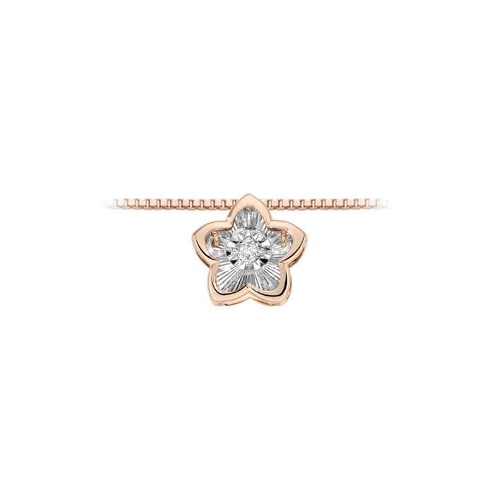 Pendente fiore in oro rosso 18Kt con diamante taglio brillante LPF11274.002 DonnaOro Luce