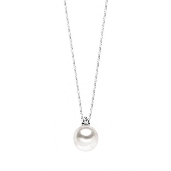 Girocollo in Oro 18Kt Diamante e Perla GLP 433 COMETE GIOIELLI