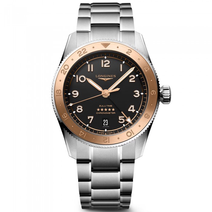 Longines Spirit Zulu Time 1925 39mm GMT Lunetta Oro Rosa 18K 5N Ref. L3.803.5.53.6