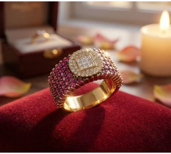 anello donna oro rosa con rubini naturali