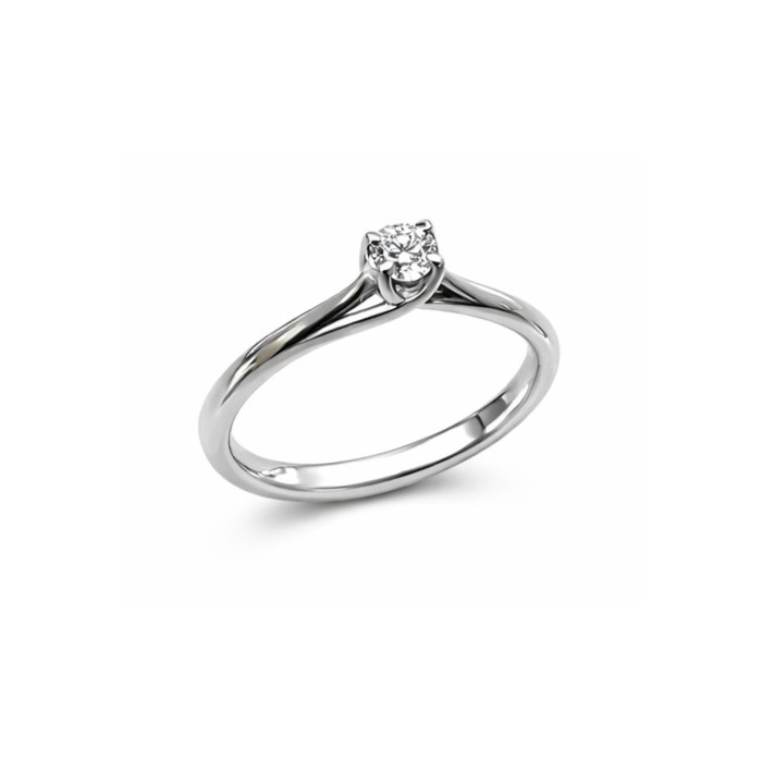 Anello solitario diamante Ct. 0,10 in oro bianco 18Kt - AD217 DIENNECI GIOIELLI