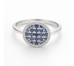 Anello in oro 18kt con zaffiri blu e diamanti naturali