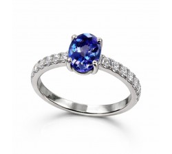 Anello Tanzanite Ct. 1,22 e Diamanti in oro 18Kt - DIENNECI GIOIELLI