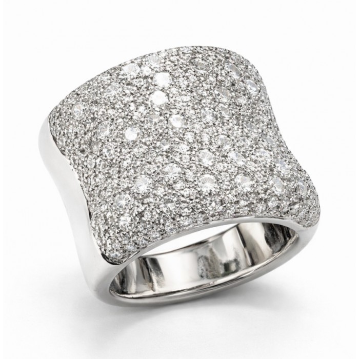 Anello fascione concavo con pavè di Diamanti 4,80 ct in oro 18Kt - DIENNECI GIOIELLI