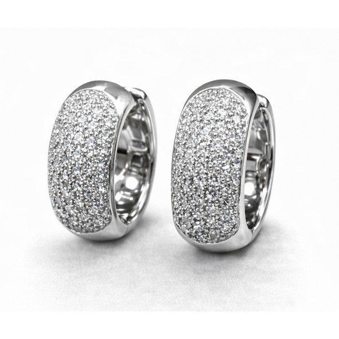 Orecchini a Cerchio in Oro Bianco pavè con Diamanti 2,50 ct - DIENNECI GIOIELLI
