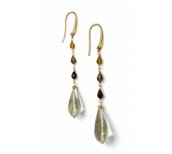 Orecchini pendenti tormaline e prasiolite in oro 18Kt - DIENNECI GIOIELLI