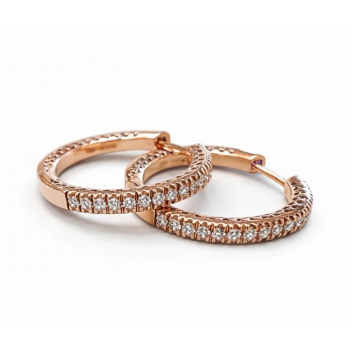 Orecchini cerchi con diamanti in oro 18Kt DOF12383.032 DonnaOro Jewels
