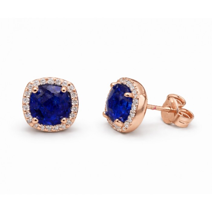 Orecchini zaffiri e diamanti in oro rosa 18Kt - DIENNECI GIOIELLI