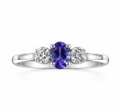 Anello oro bianco con tanzanite ovale 0,50 ct e diamanti 0,12 ct - DIENNECI GIOIELLI