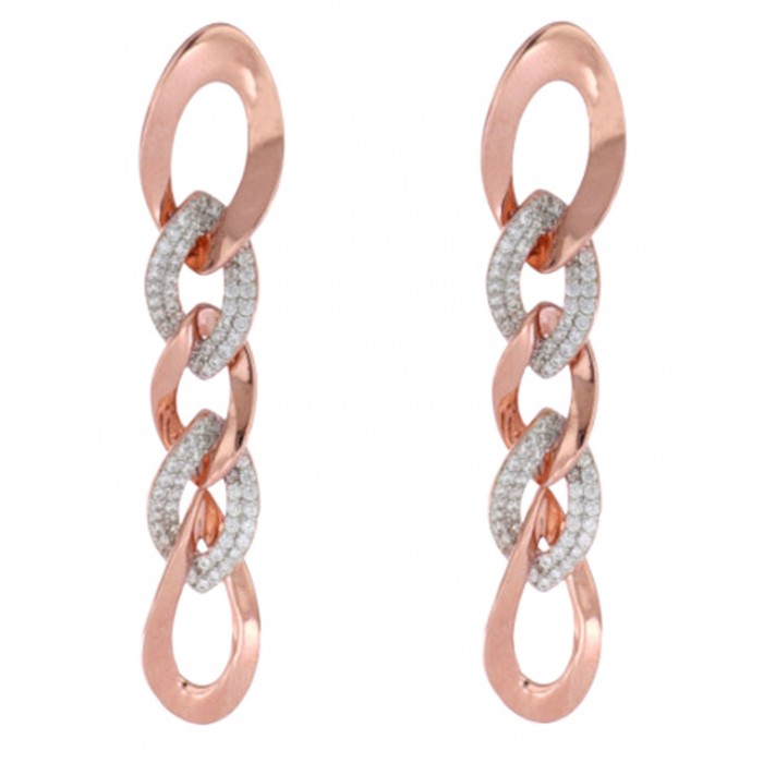 Orecchini Cuori Milano a catena kiss & link in argento 925 Ref. 24916011