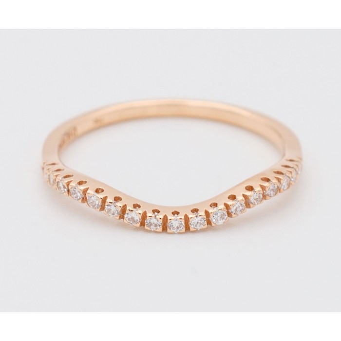 Anello fedina a onda con diamanti in oro rosa 18Kt - DIENNECI GIOIELLI